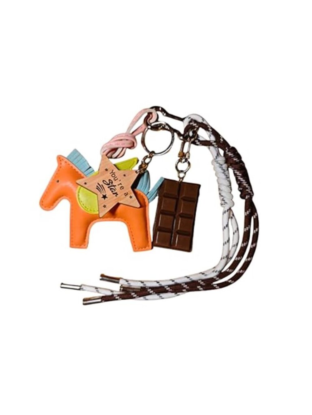 Orange Pegasus Rope Bag Charm Y2K Keychain Purse Accessory